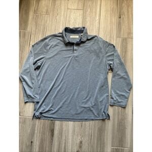 Tommy Baham Mens Polo Long Sleeve XXLarge Blue Pullover Button